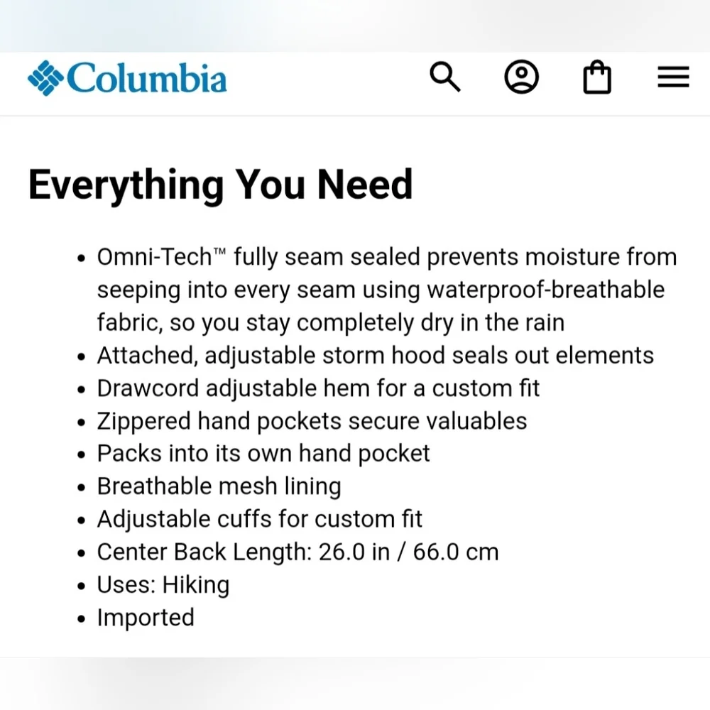 Columbia Arcadia II Lightweight Jacket green blue packable rain jacket size M - Picture 16 of 16